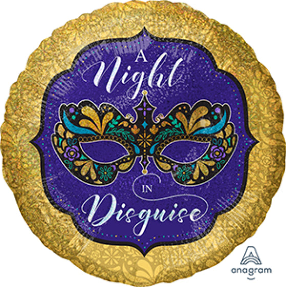 45CM STANDARD HOLOGRAPHIC A NIGHT IN DISGUISE MARDI GRAS S55